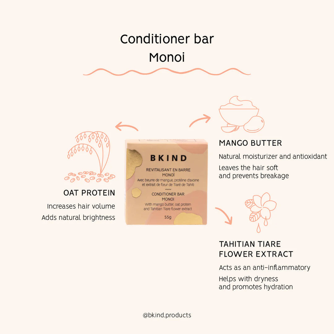 BKIND Conditioner Bar Monoi for Dry or Thin Hair