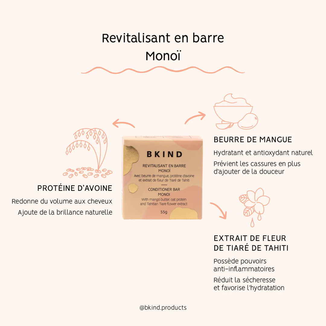 BKIND Conditioner Bar Monoi for Dry or Thin Hair