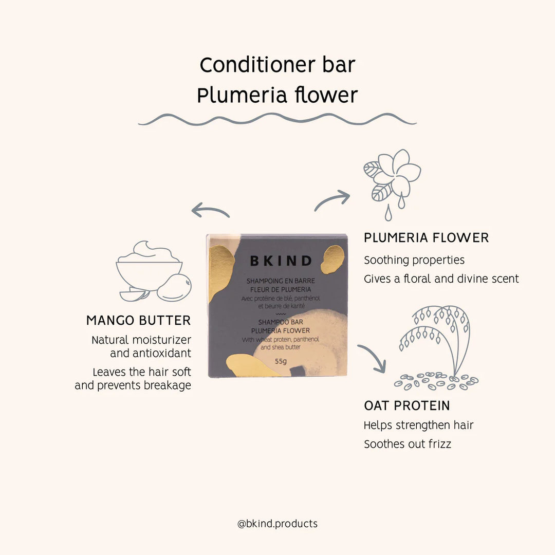 BKIND Conditioner Bar Plumeria Flower for Coily and Curly Hair