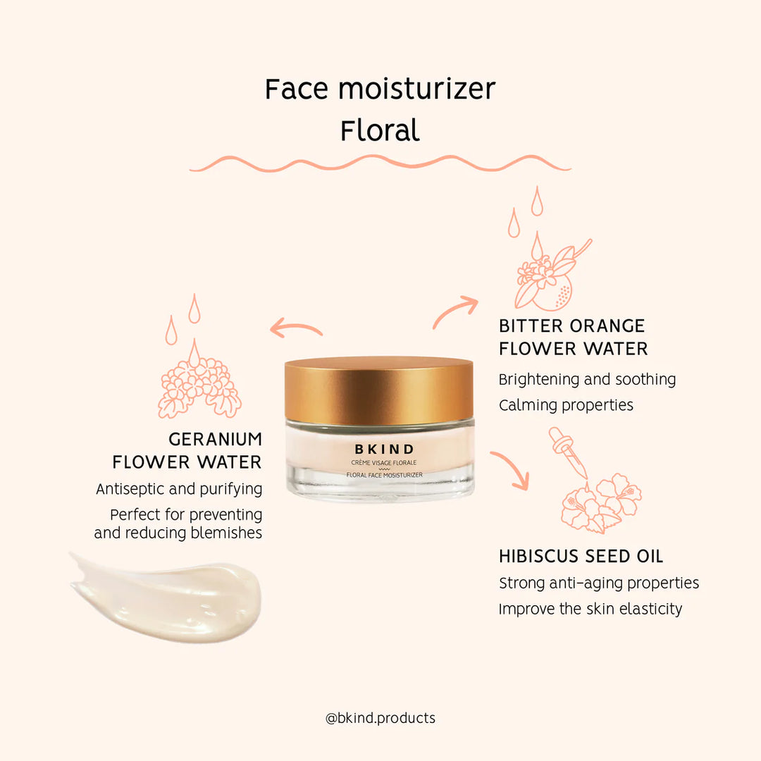 BKIND Floral Face Moisturizer with Hyaluronic Acid Day & Night