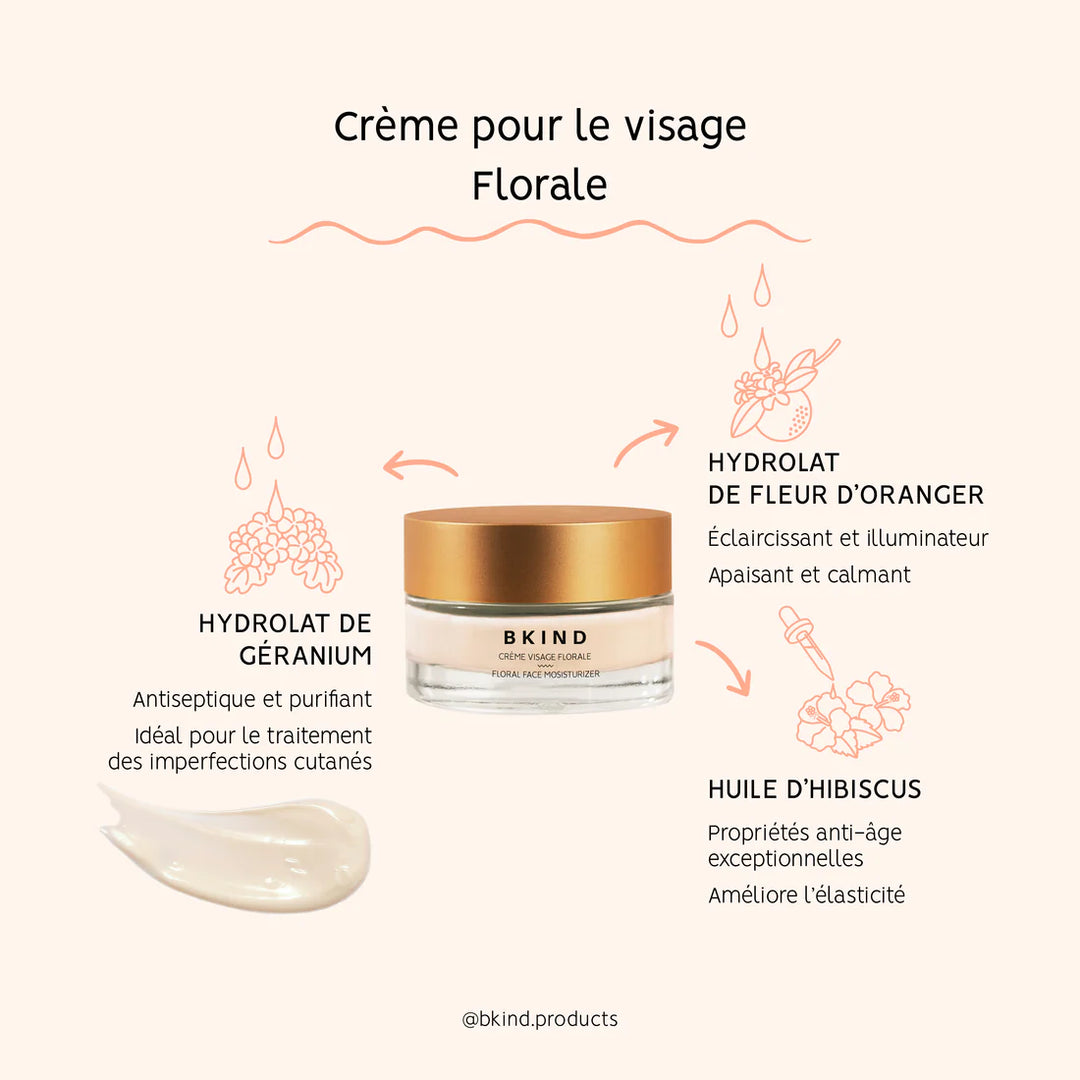 BKIND Floral Face Moisturizer with Hyaluronic Acid Day & Night