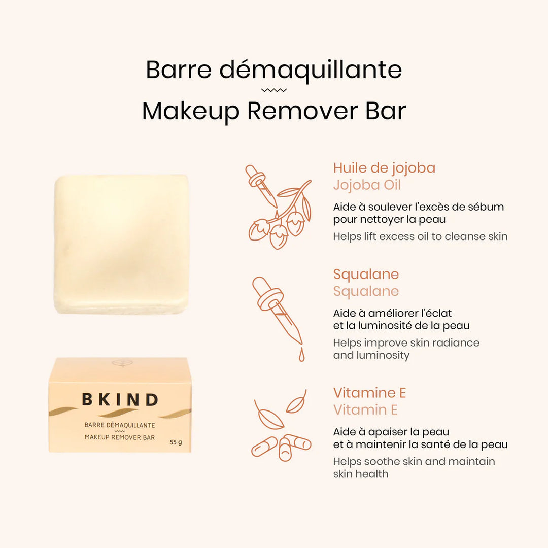 BKIND Makeup Remover Bar with Squalane & Vitamin E