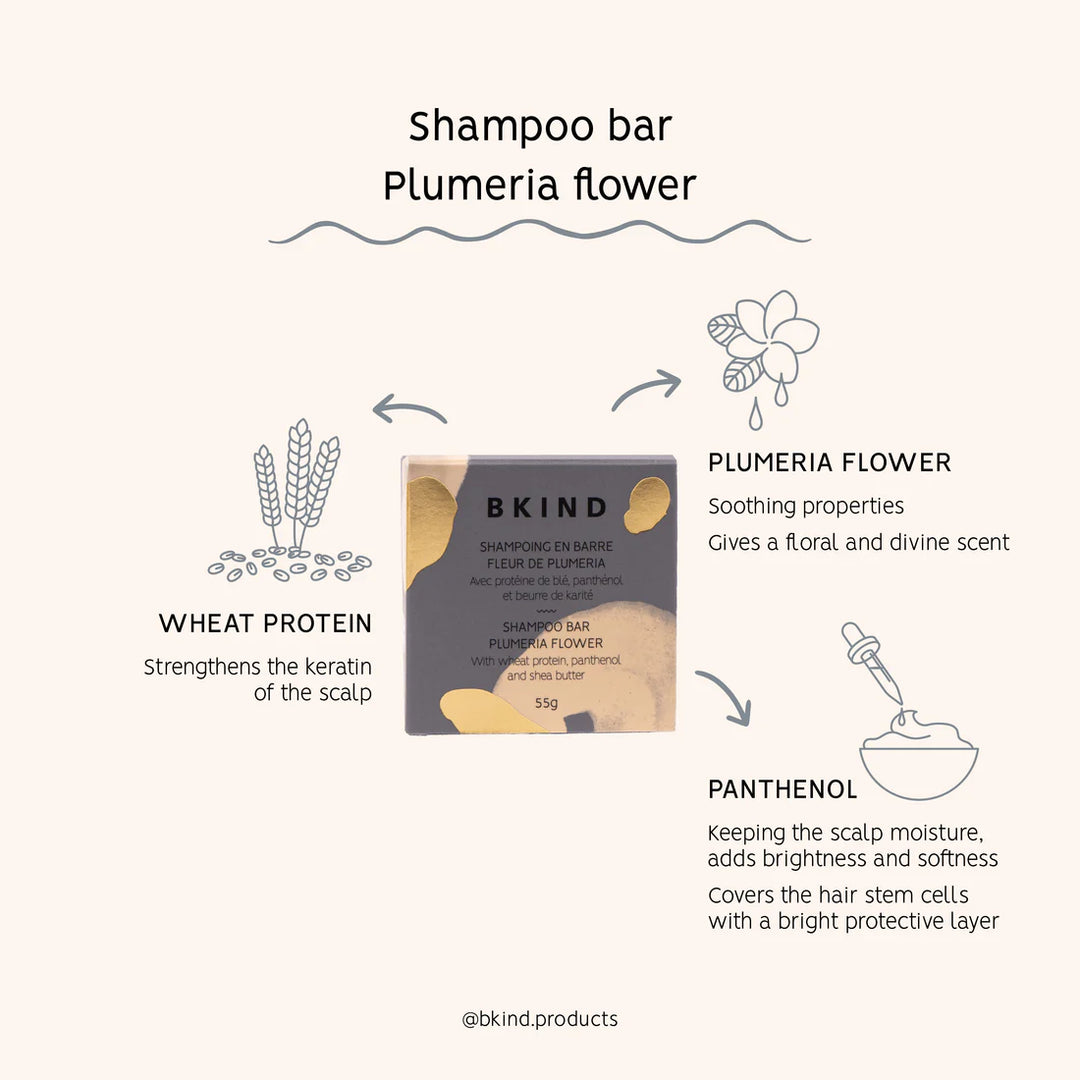 BKIND Shampoo Bar Plumeria Flower for Coily and Curly Hair