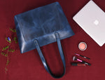Load image into Gallery viewer, Leather Myra Tote Bag Abyss Blue

