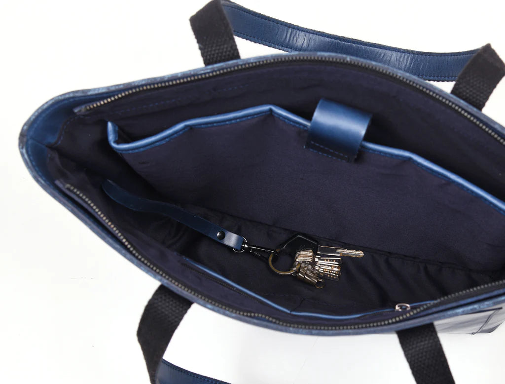 Leather Myra Tote Bag Abyss Blue