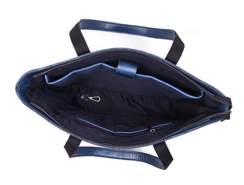 Leather Myra Tote Bag Abyss Blue