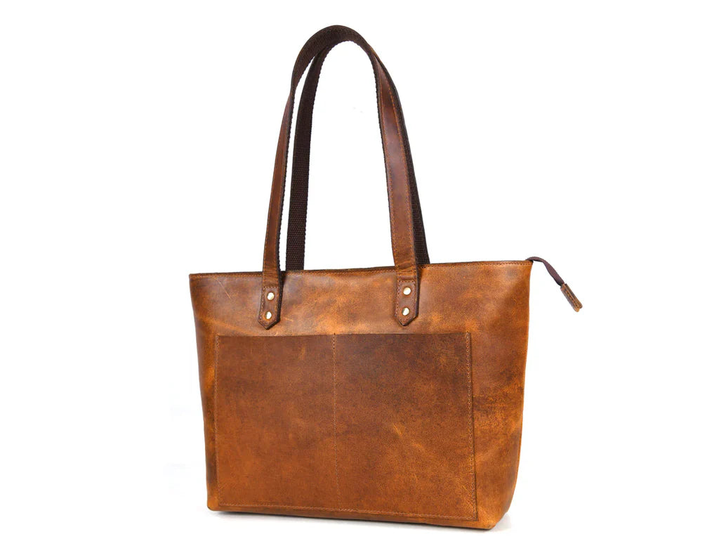Leather Myra Tote Bag Tan Brown