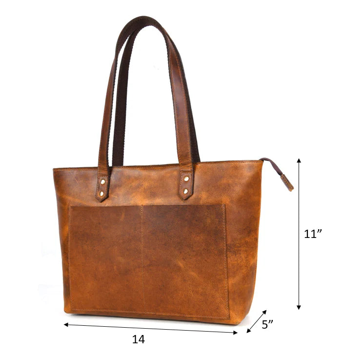 Leather Myra Tote Bag Tan Brown