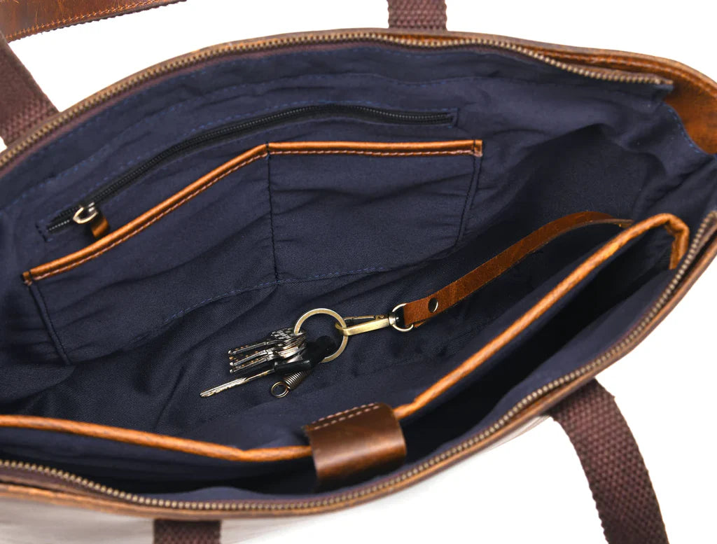 Leather Myra Tote Bag Tan Brown