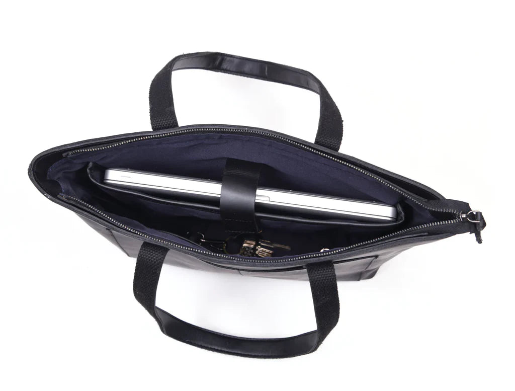 Leather Myra Tote Bag Black