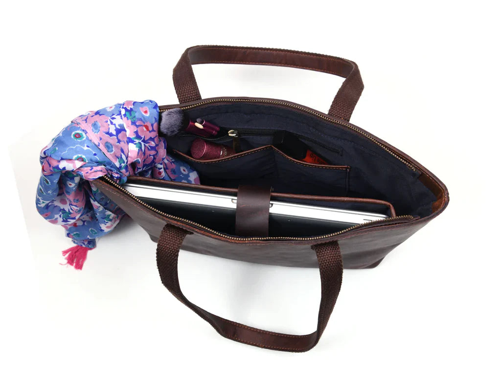 Leather Myra Tote Bag Walnut Brown